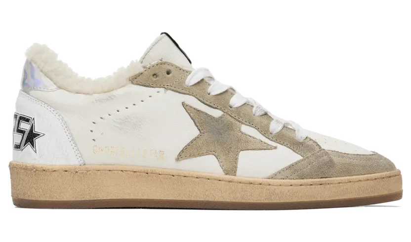 Golden Goose White & Taupe Ball Star Sneakers (GMF00117.F002464.10876)