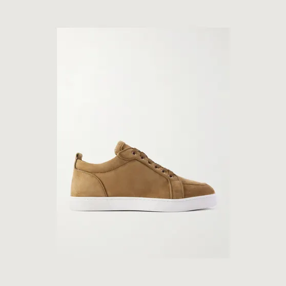 Christian Louboutin Rantulow Orlato Grosgrain-Trimmed Suede Sneakers Taupe (3240733)