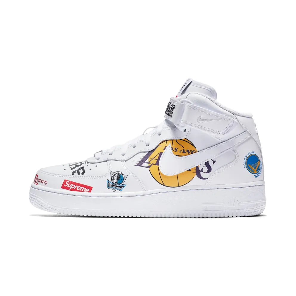 Nike x Supreme x NBA Air Force 1 Mid White (AQ8017-100)