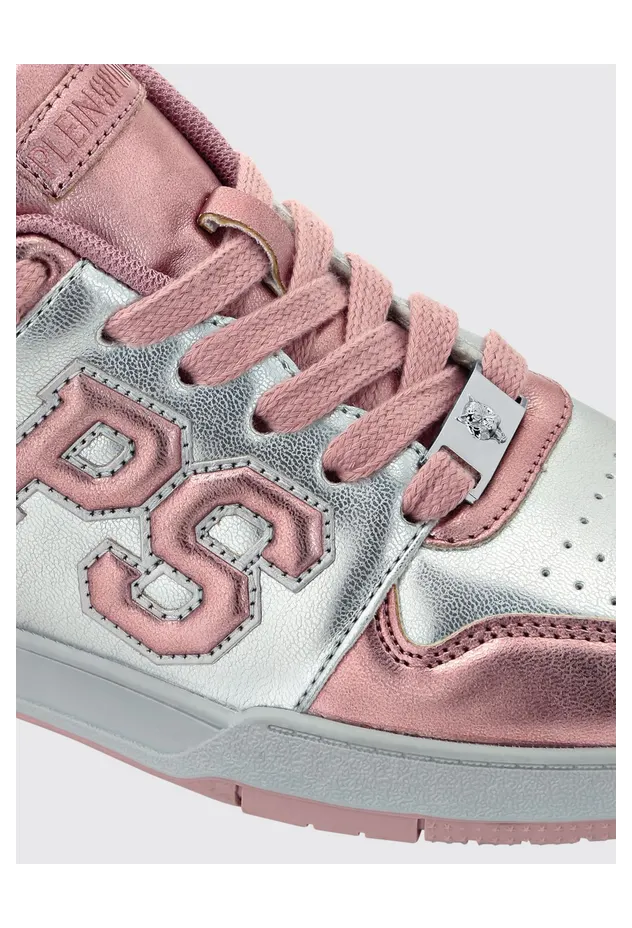Plein Sport Viper II Laminated Leather Sneakers Pink (FAESWSC2772SLE004N0370) (3)