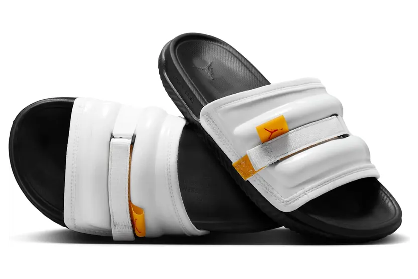 Jordan Super Play Slippers “White / Black / Fire Red / Taxi” (DM1683-170)