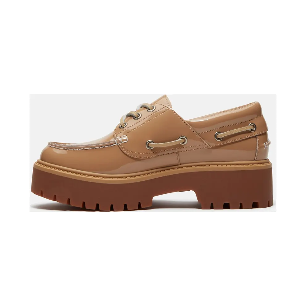 Timberland Stone Street Platform Boat Shoe Beige Patent Leather (TB0A2GVF-AKJ)