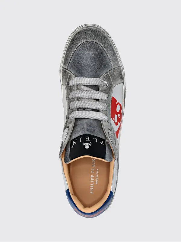Philipp plein Retrokickz TM Suede Sneakers with Laminated Skull Print Silver (UACSUSC0207PLE010N70) (3)