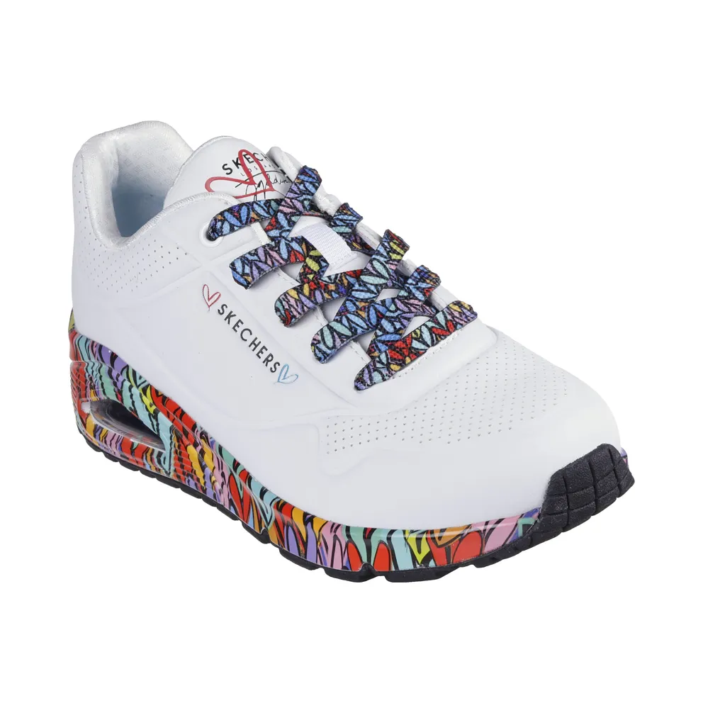 Skechers JGoldcrown: Uno – Ravaged Love – White / Multi (177918 WMLT)