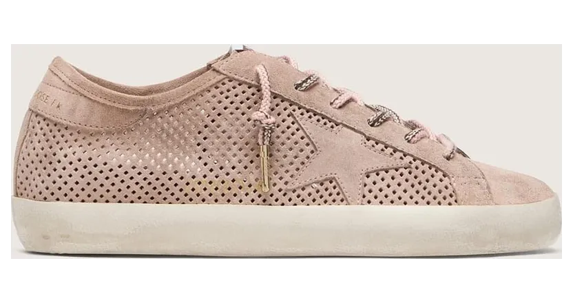 Golden Goose Women’S Super-Star Ltd In Powder-Pink Perforated Suede With Tone-On-Tone Star (GWF00931.F008521.25181)