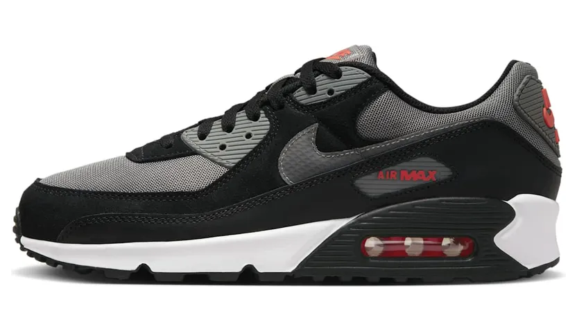 Nike Air Max 90 Grey Black Red (2022) (FD0664-001)