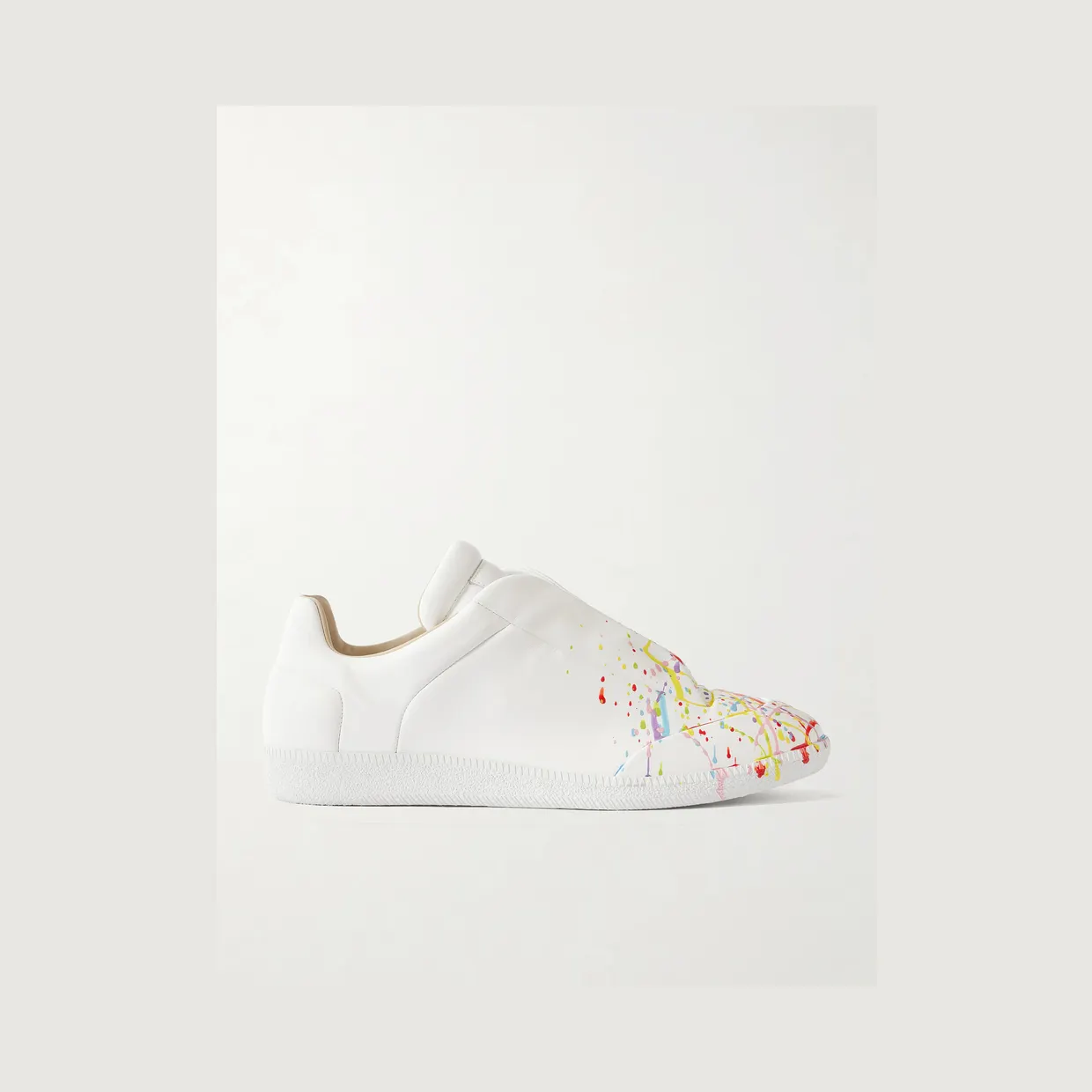 Maison Margiela Future Low Paint-Splattered Leather Sneakers White (S57WS0554)