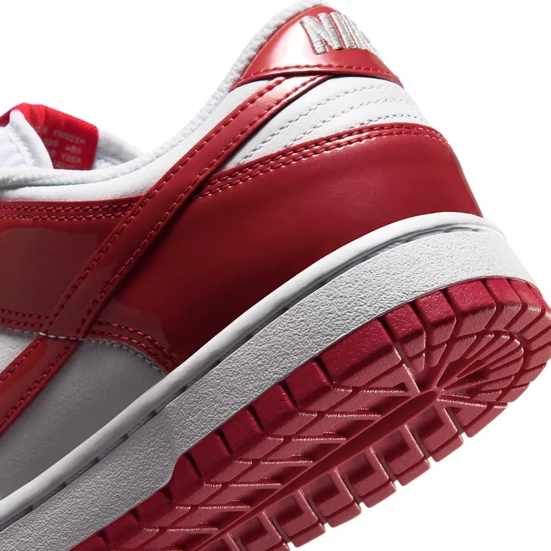 Nike Dunk Low SE Womens “Patent White University Red” (IV5104-101)