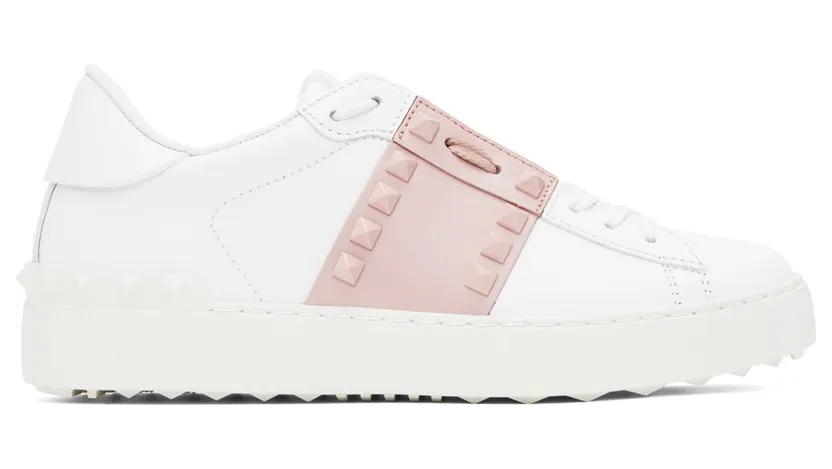 Valentino Garavani White & Pink Rockstud Sneaker (1W0S0A01LTU)