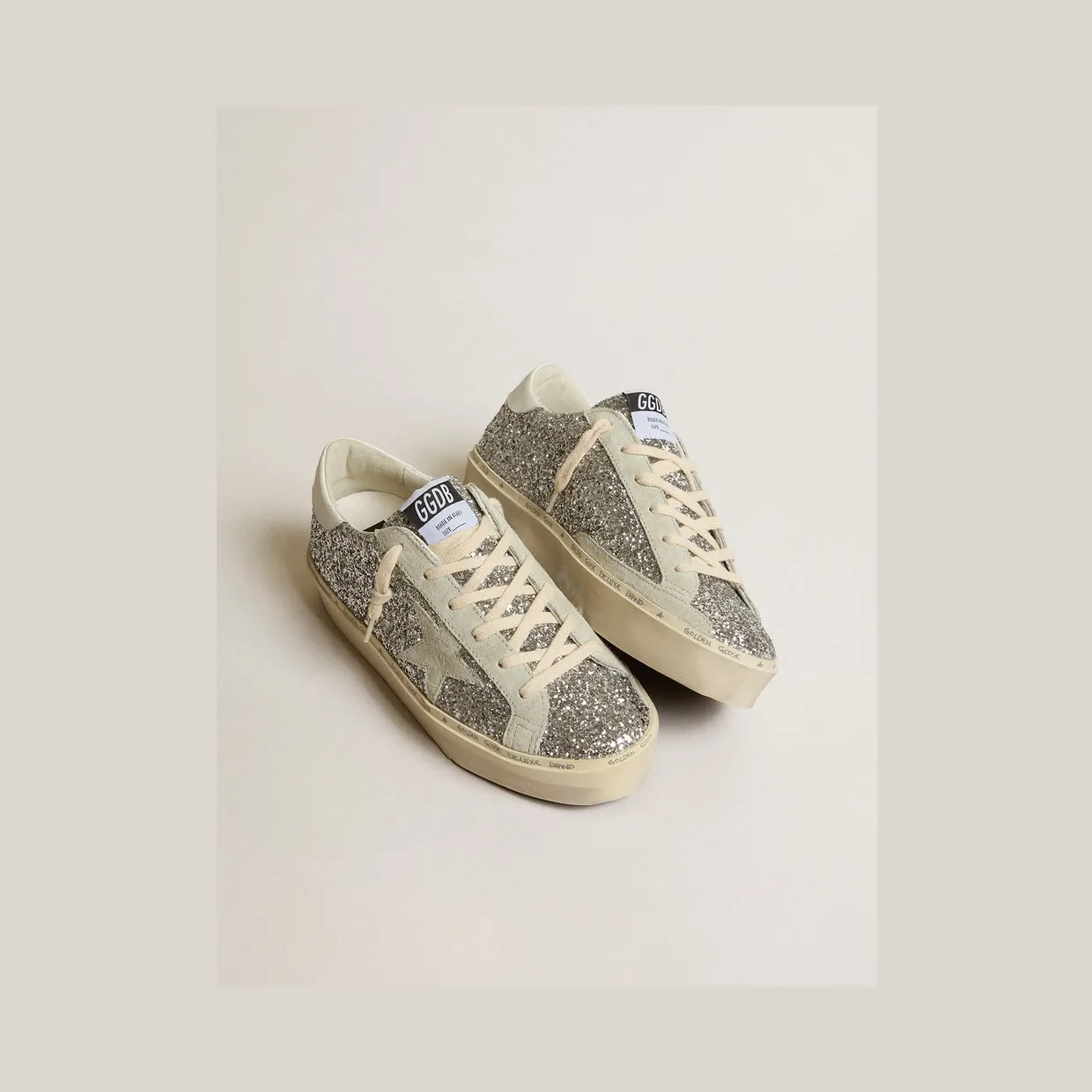 Golden Goose Hi Star In Silver Glitter With Suede Star And White Heel Tab (GWF00118.F005100.70287) (2)