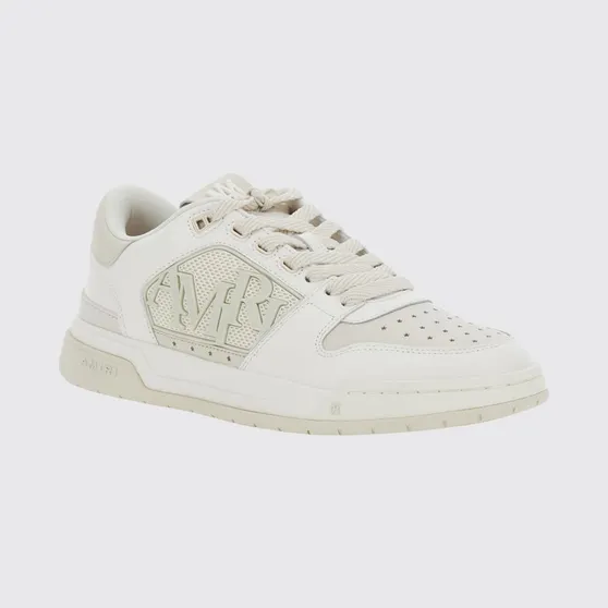 Amiri Ma Quad Calfskin Leather Low-Top Sneakers with Lettering Logo and Perforated Toe White (AMFOSR1101189)