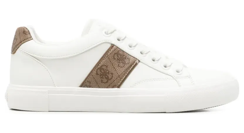 GUESS USA Cribe Leder-Sneakers mit Logo-Print – Weiß (FMTCRIFAL12)