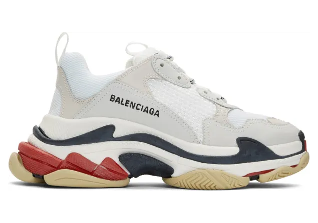 Balenciaga White and Red Triple S Sneakers (533882-W09E1)