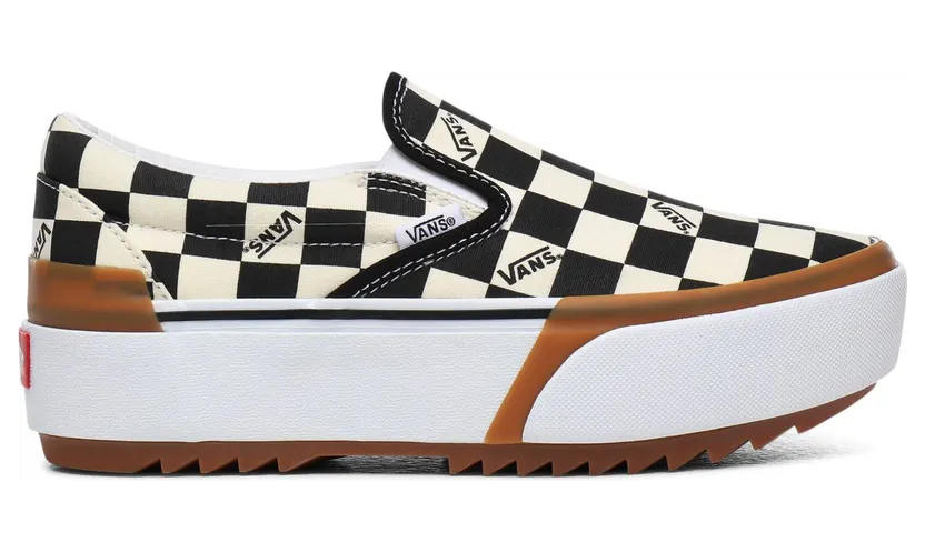VANS Checkerboard Classic Slip-on Stacked Schoenen (Zwart)
