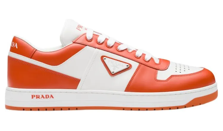 Prada Downtown Low Top Sneakers Leather White Orange (2EE364_3LKG_F011G)