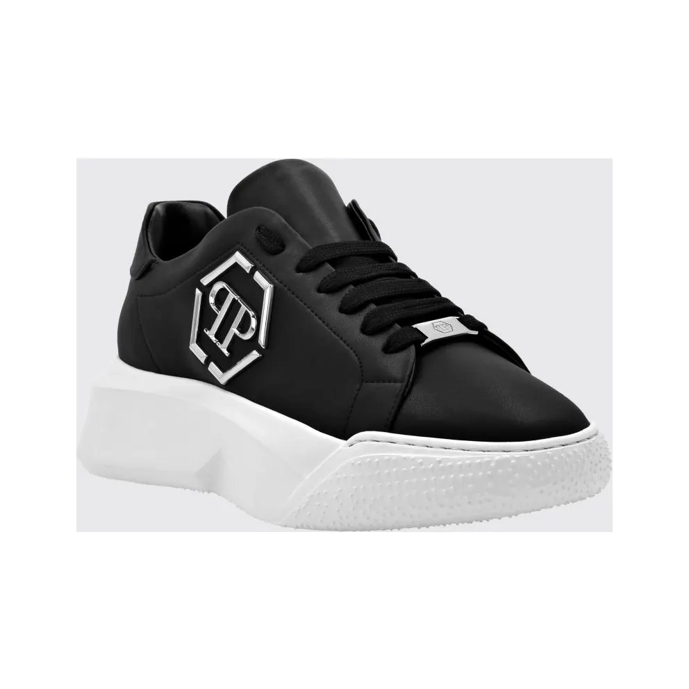 Philipp plein Smooth Leather Low-Top with Monogram and Hexagon Logo Black (UABSUSC0348PLE075N02)