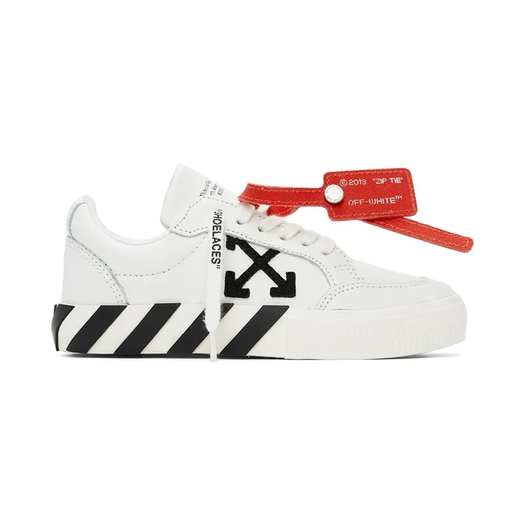 Off-White Kids White & Black Calfskin Vulcanized Low Sneakers (OBIA004F21LEA0010110)