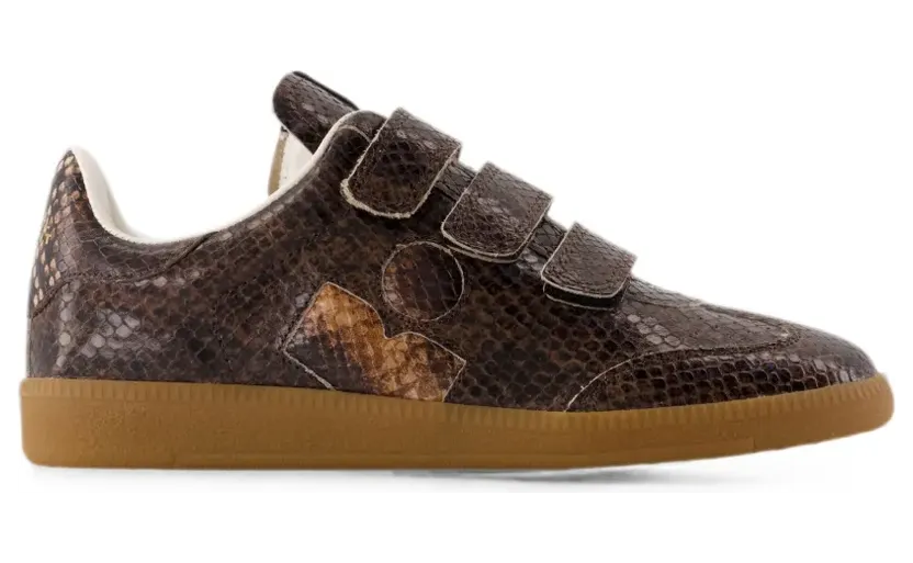 ISABEL MARANT Beth snakeskin-effect touch-strap sneakers – Bruin (BK0013FAD3E10SMACT)