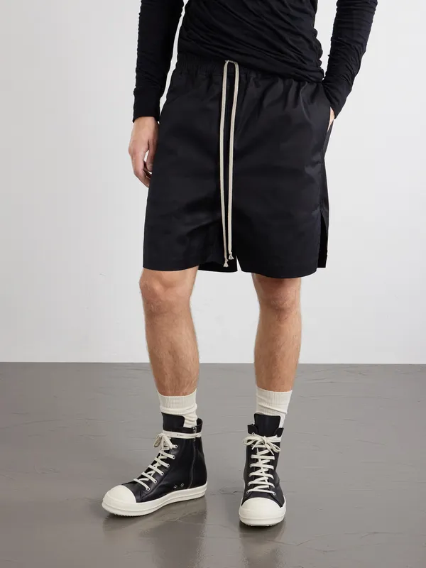 Rick Owens Ramones Full-Grain Leather and Rubber Sneakers Black (RU02F4890) (2)