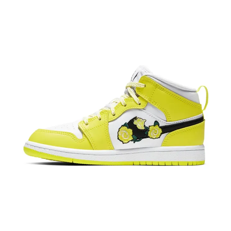 Air Jordan 1 Mid SE PS ‘Rose Patch – Dynamic Yellow’ Dynamic Yellow/White/Black (AV5173-700)