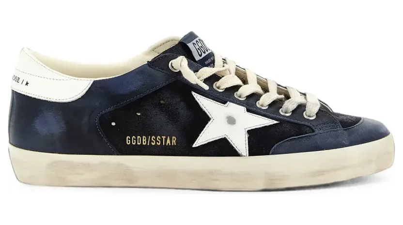 Golden Goose Super-Star Sneakers in Blau, Weiß, Leder und Wildleder GMF01118F008620/T_GOLDE-50789_600-46