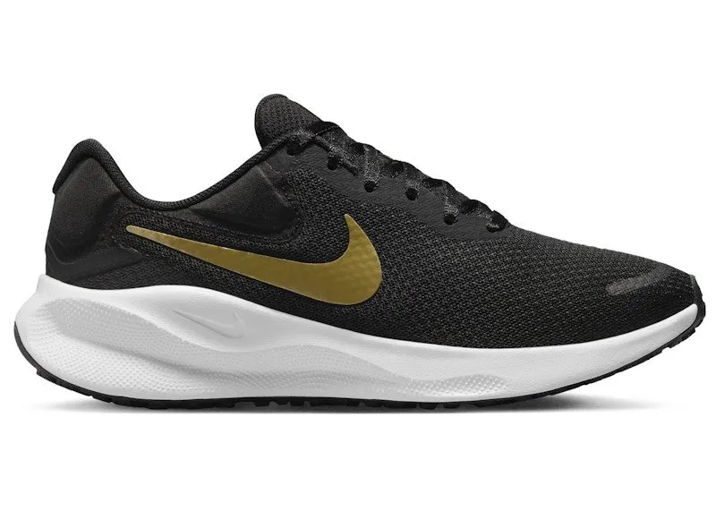 Nike Revolution 7 Black White Dark Smoke Grey Metallic Gold (FB2208-006)
