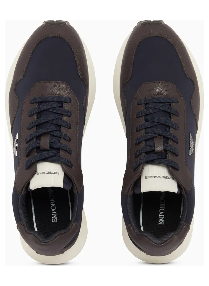 Armani Recycled Nylon Sneakers With Regenerated Saffiano Details (EM003738-AF19532-M6494) (3)
