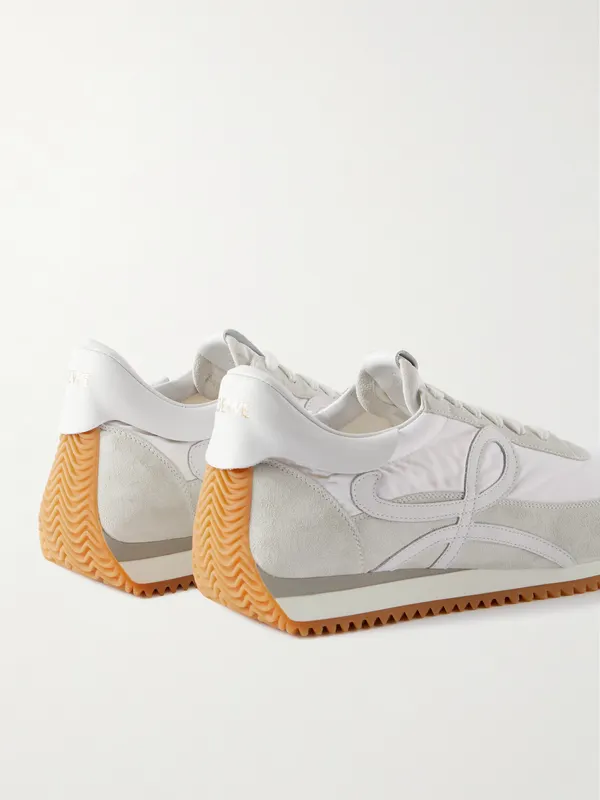 Loewe Flow Runner Leather-Trimmed Suede and Nylon Sneakers White (M816282X99) (5)