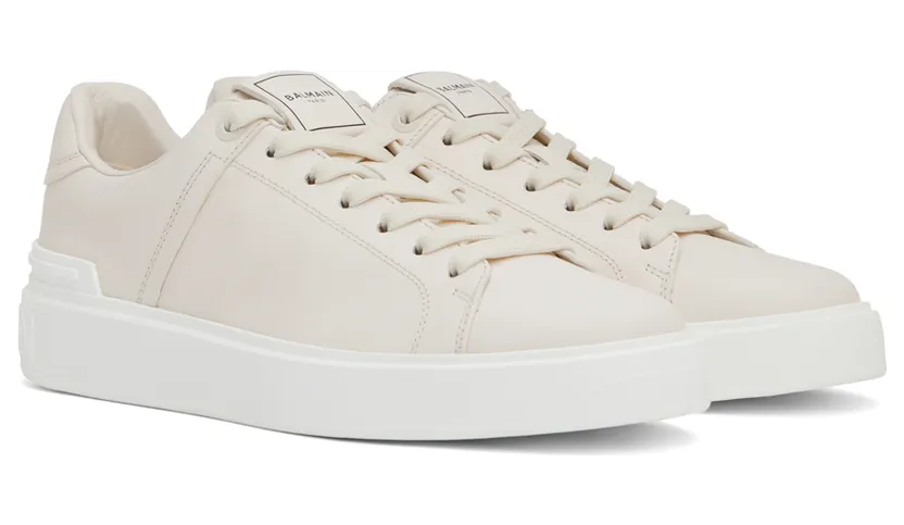 Balmain White B-Court Low-Top Sneakers (YM1VI288LVTR) (4)