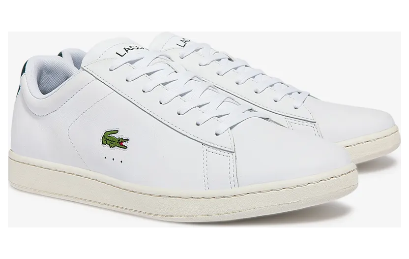Lacoste Herren-Sneakers CARNABY EVO mit Lederakzenten – White & Dark Green Size 44.5 Weiss (41SMA0005-1R5)