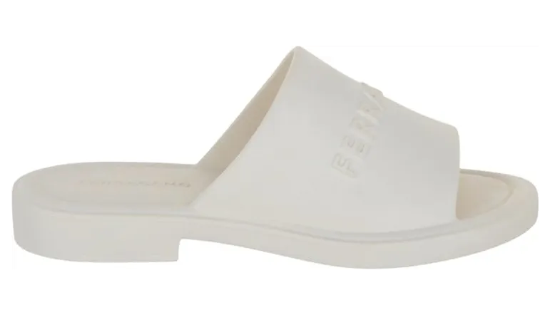 Ferragamo Giuneva Logo Embossed Slides White (021678-763218-M)