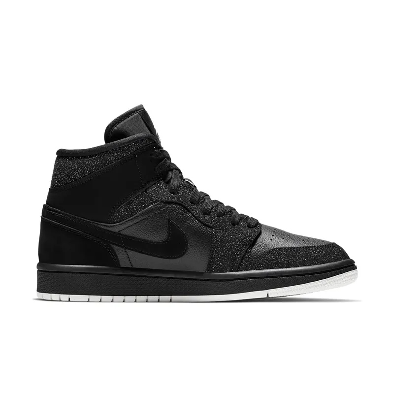 Air Jordan Nike AJ I 1 WMNS Mid Glitter Black (BQ6472-001)
