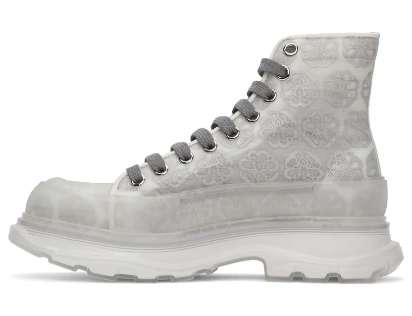 Alexander McQueen Grey Print Tread Slick High Sneakers (662675W4QR1) (3)