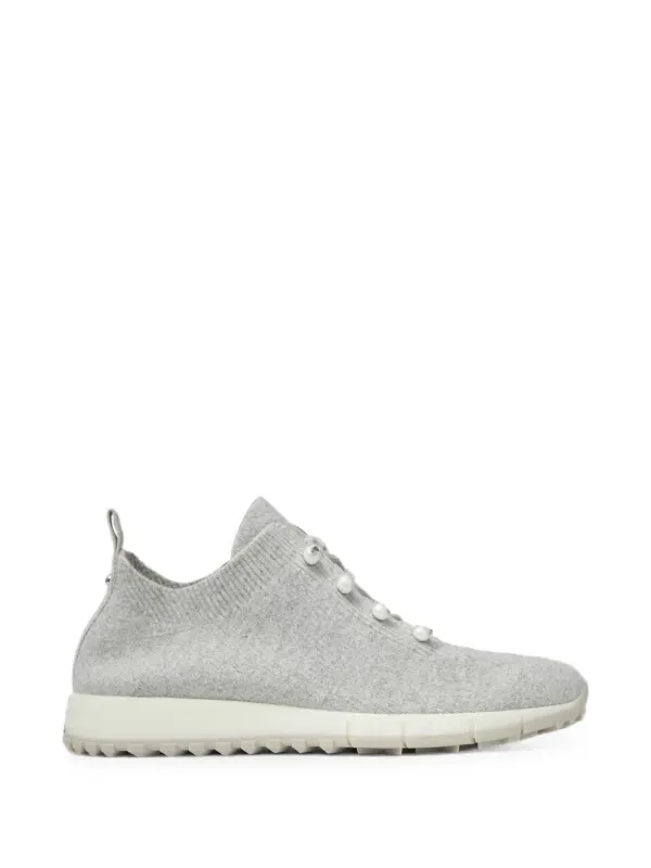 Jimmy Choo Veles Chocolate kasjmier melange gebreide sneakers with parelknopen – Brown (VELESPZG)