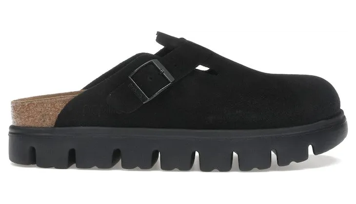 Birkenstock Boston Chunky Suede Black Sole (Narrow) (1028317)