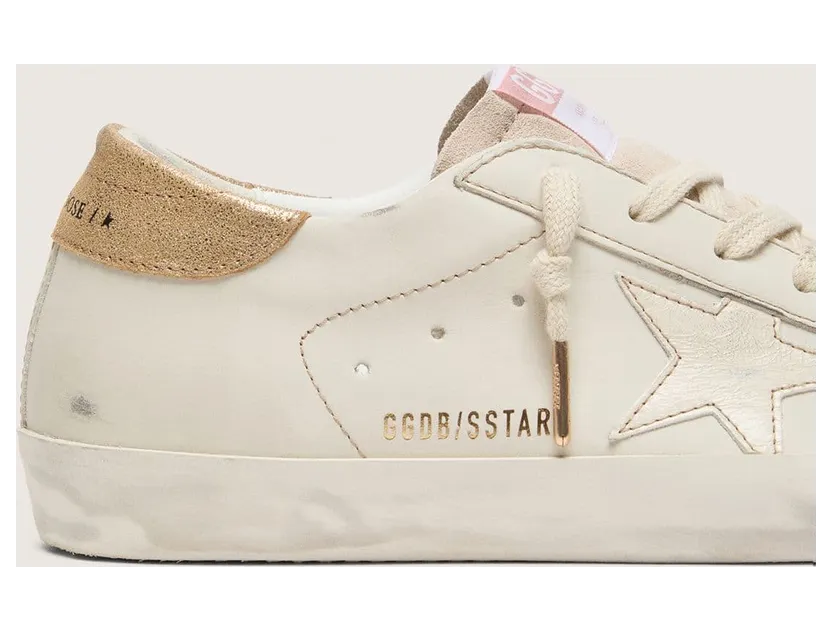 Golden Goose Women’S Super-Star In Worn White Leather With Tone-On-Tone Star (GWF00101.F007078.82912) (4)
