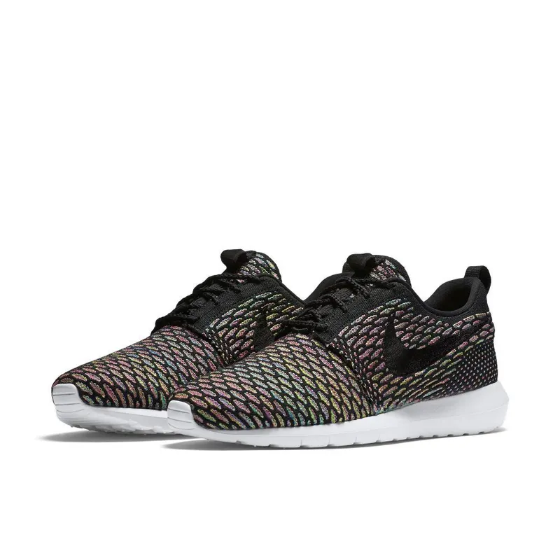 Nike Roshe Run Flyknit Multi-Color Black/Black-Pink Pow-Blue Glow (677243-013)