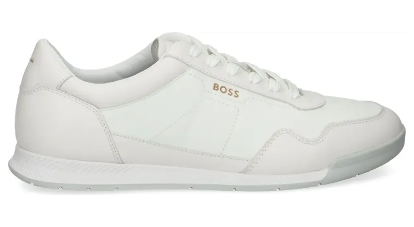 BOSS Sneakers aus Faux-Leder mit goldfarbenem Branding – Schwarz (50536525)