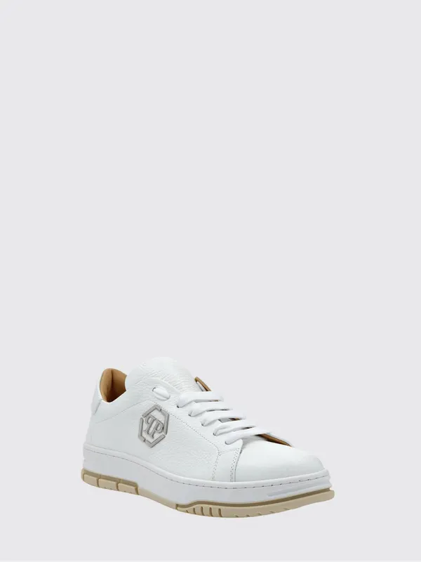 Philipp plein Low-Top Smooth Leather Sneakers with Hexagon Logo and Monogram White (AACSUSC0514PLE010N01)