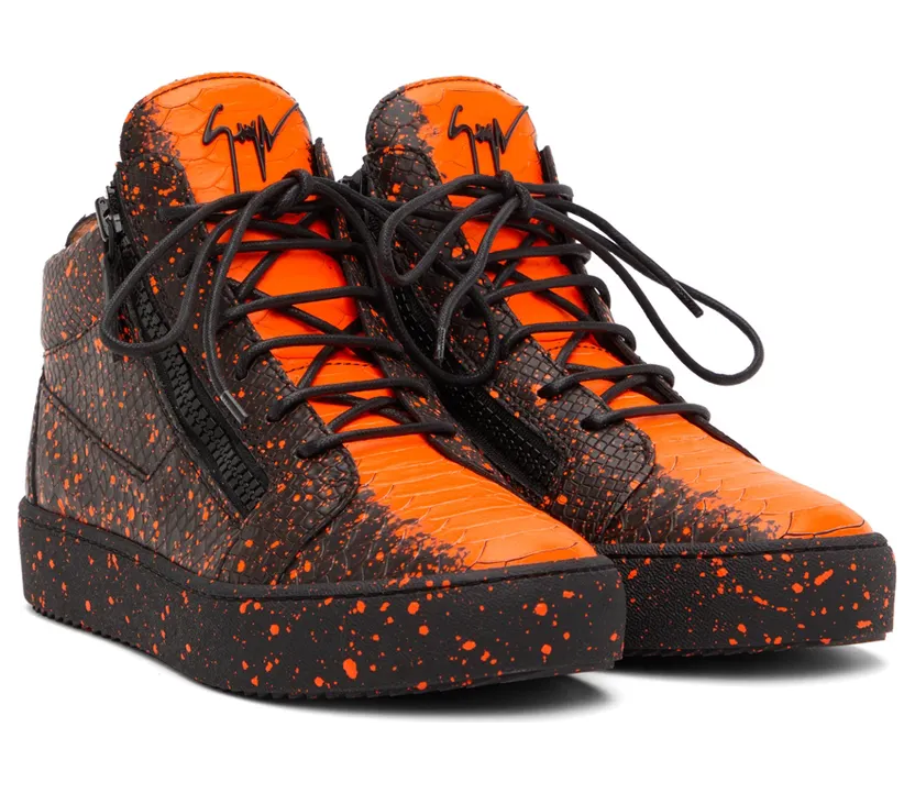 Giuseppe Zanotti Black & Orange Kriss Sneakers (RU20001-92857) (4)