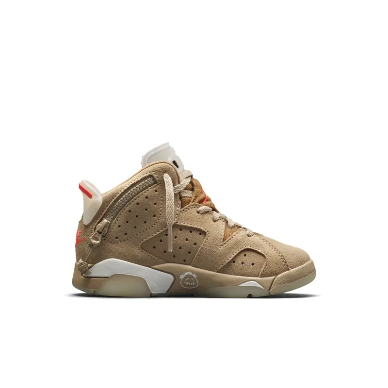 Air Jordan x Travis Scott 6 Retro British Khaki (PS) (2021) – “British Khaki / Sail / Bright Crimson” (DH0693-200)