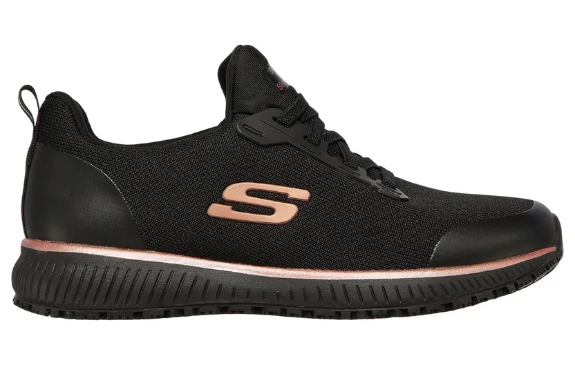 Skechers Work Slip-Resistant: Squad Sneaker Zwart/Roos Goud