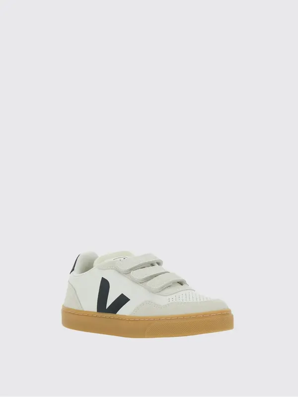 Veja Boy’s V-90 in Organic Leather with Velcro Fastening White (SX2021006CP1P12)