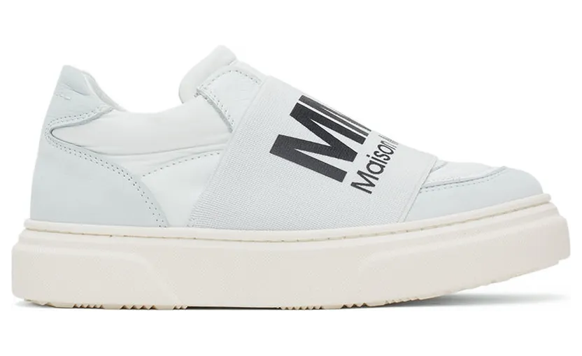 MM6 Maison Margiela Kids Off-White & Grey Elastic Logo Sneakers (70341)