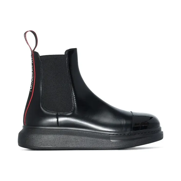 Alexander McQueen Hybrid Leather Chelsea Boot Black Red (665367WHX5V1324)