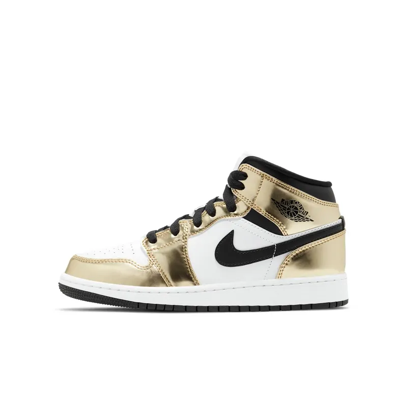 Jordan 1 Mid Metallic Gold Black White (GS) Metallic Gold/Black-White-Black (DC1420-700)