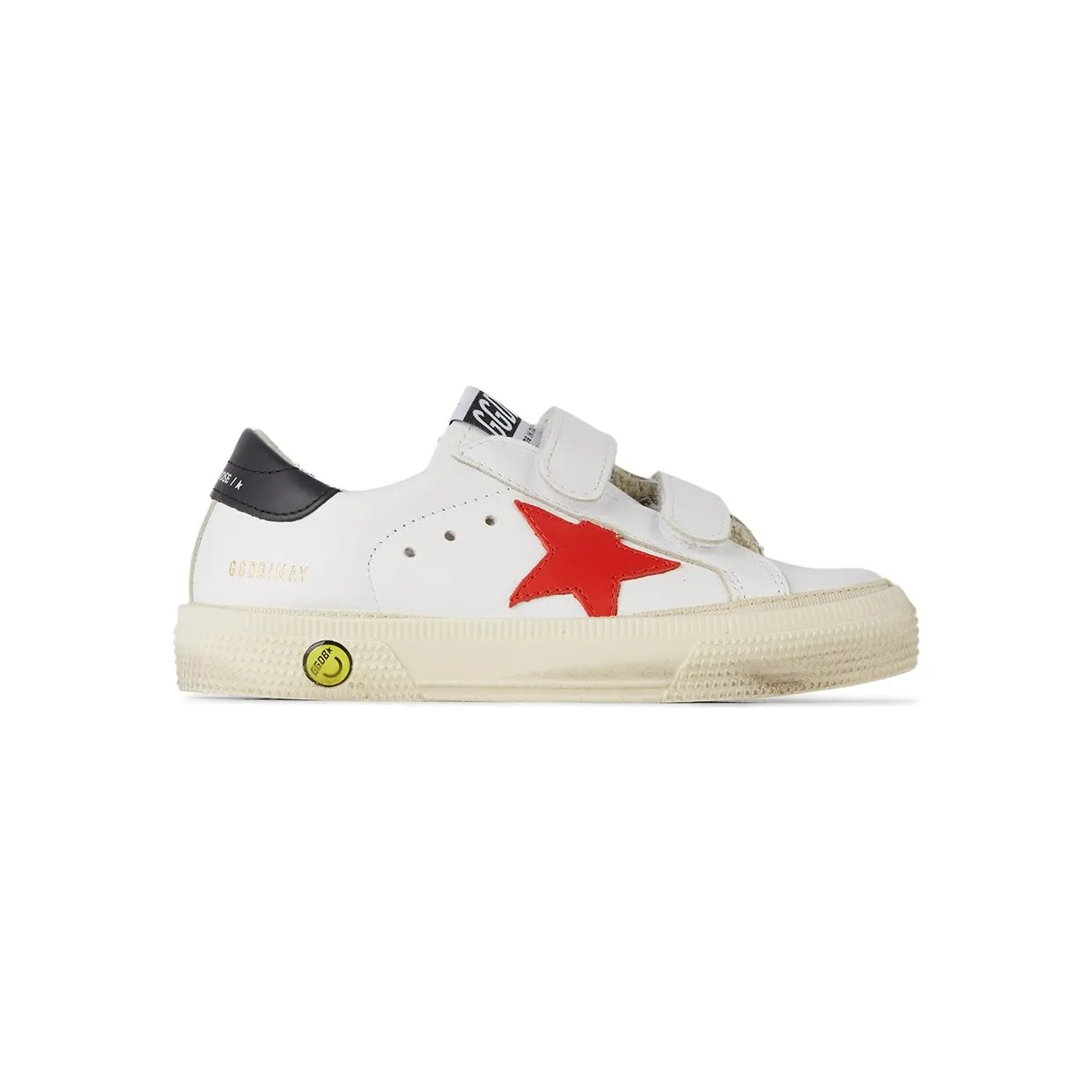 Golden Goose Baby White & Red May School Velcro Sneakers (GJF00198.F001997.10763)