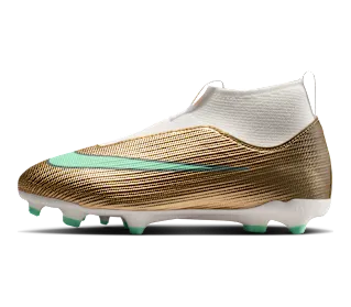 Nike Jr Mercurial Superfly 11 Academy ‘Kylian Mbappé’ ‘ Multi-Ground High-Top “Metallic Gold/Green Glow” (IR0790-701)