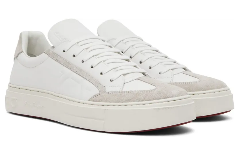 Salvatore Ferragamo White Gancini Low-Top Sneakers (697630 02B227007) (4)