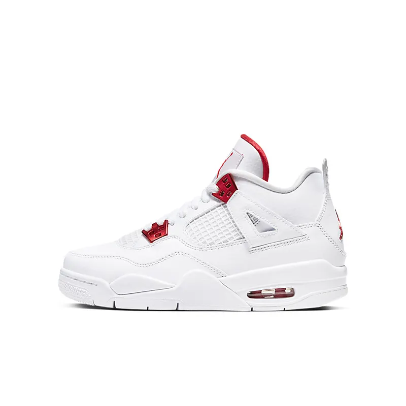 Jordan 4 Retro Metallic Red (GS) White/University Red-Metallic Silver (408452-112)